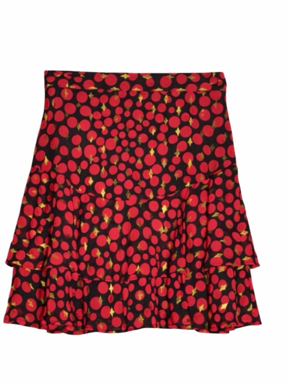 Promod Black A-Line Skirt with Red Polka Dot Print - Size 6